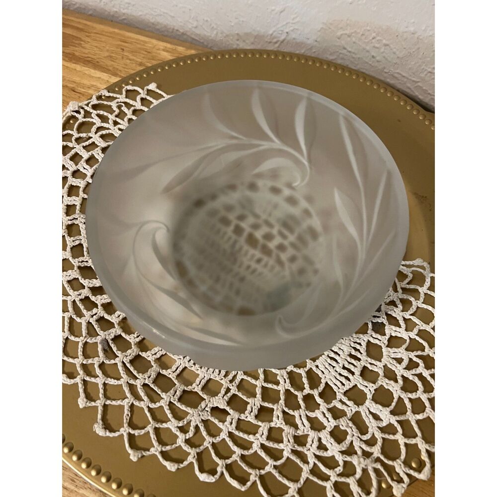 Vintage Frosted Cut Glass Decorative Bowl